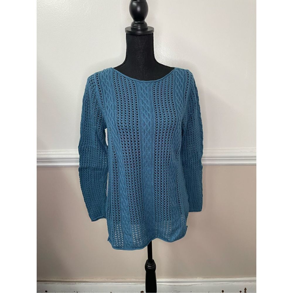 Jeanne Pierre Blue See Through Sweater Size Large